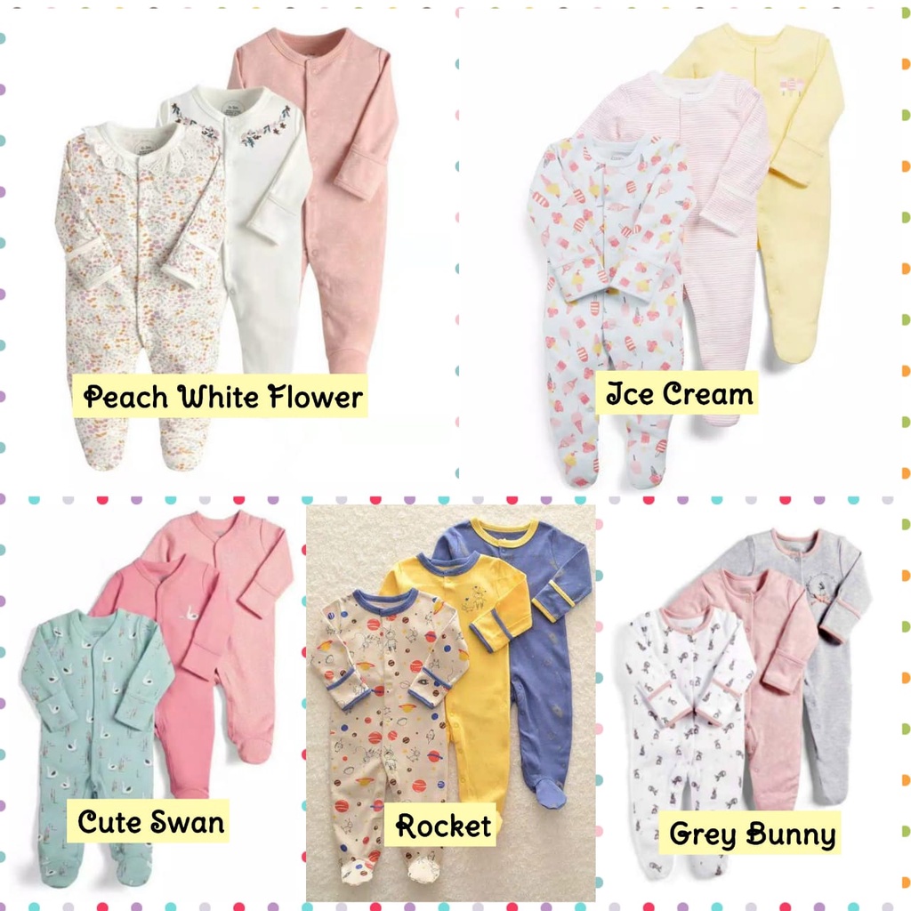 Sleepsuit 3 in 1 Bayi Newborn / Sleepsuit Tutup Kaki Bayi Baru Lahir / Baju Pakaian Bayi Newborn Tebal  Halus Lembut /Baju Tidur Bayi