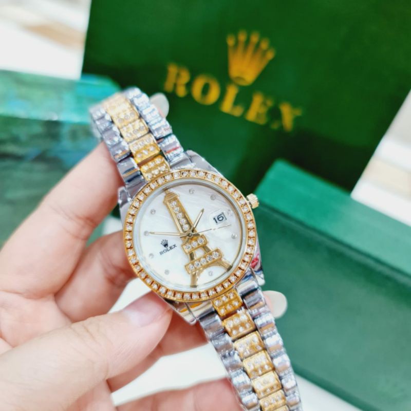 ROLEX Jam Tangan Wanita Analog Stainless Steel Strap 36mm