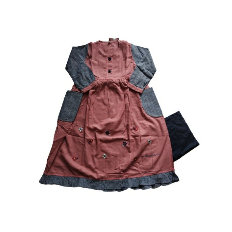 Dannis Set Gamis Anak Dusty Pink Abu Navy Dongker 4 7 8