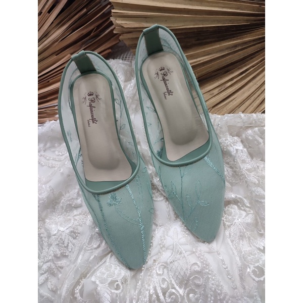 sepatu Rafaizoutfit sage green kalia sepatu wanita sepatu wedding tinggi 7cm kaca