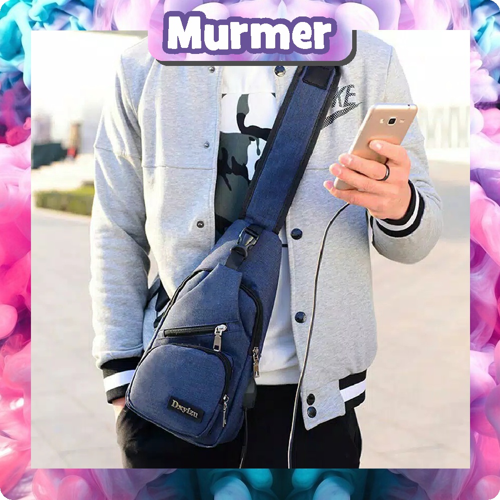 MurmerOfficial P005 Tas Selempang USB Sling Bag HP Pria Slempang Murah Import Batam Shoulder