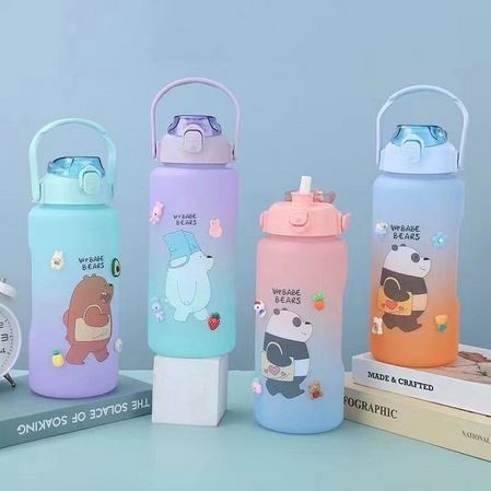 Botol Motivasi Beruang Anak 2 Liter Gradasi Pelangi We Bare Bears