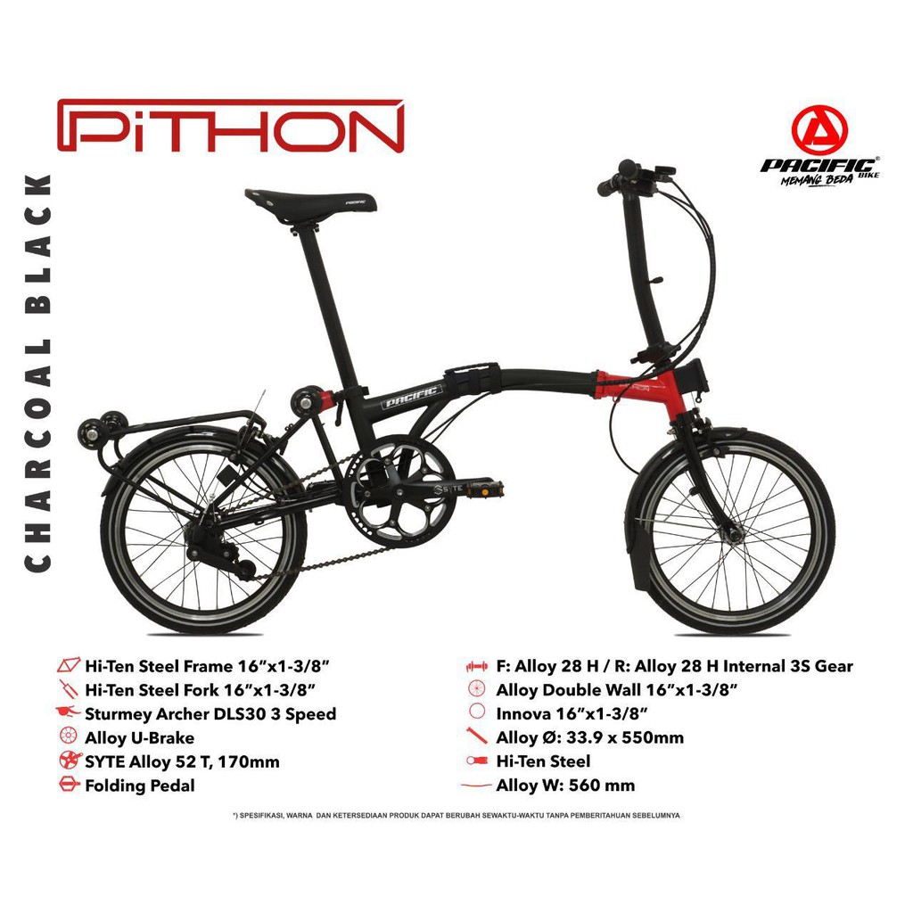 Sepeda Lipat Pacific PITHON 16 Folding Bike