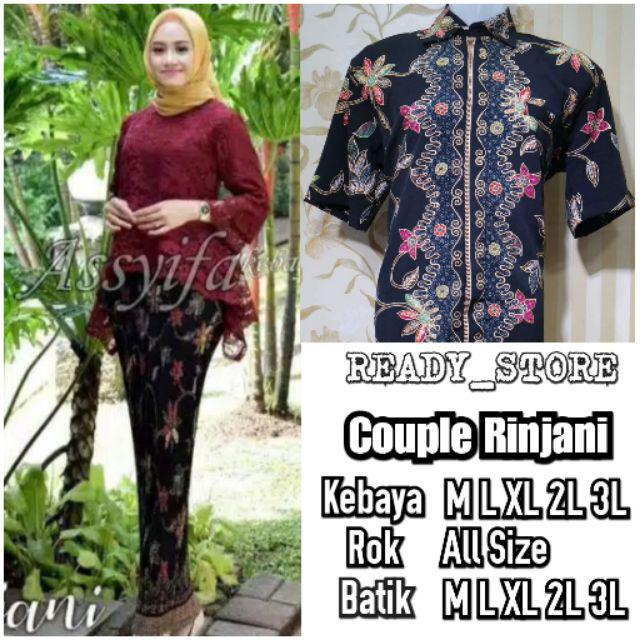 [COD] KEBAYA COUPLE RINJANI MODERN SIZE M - 3L  JUMBO-Maron