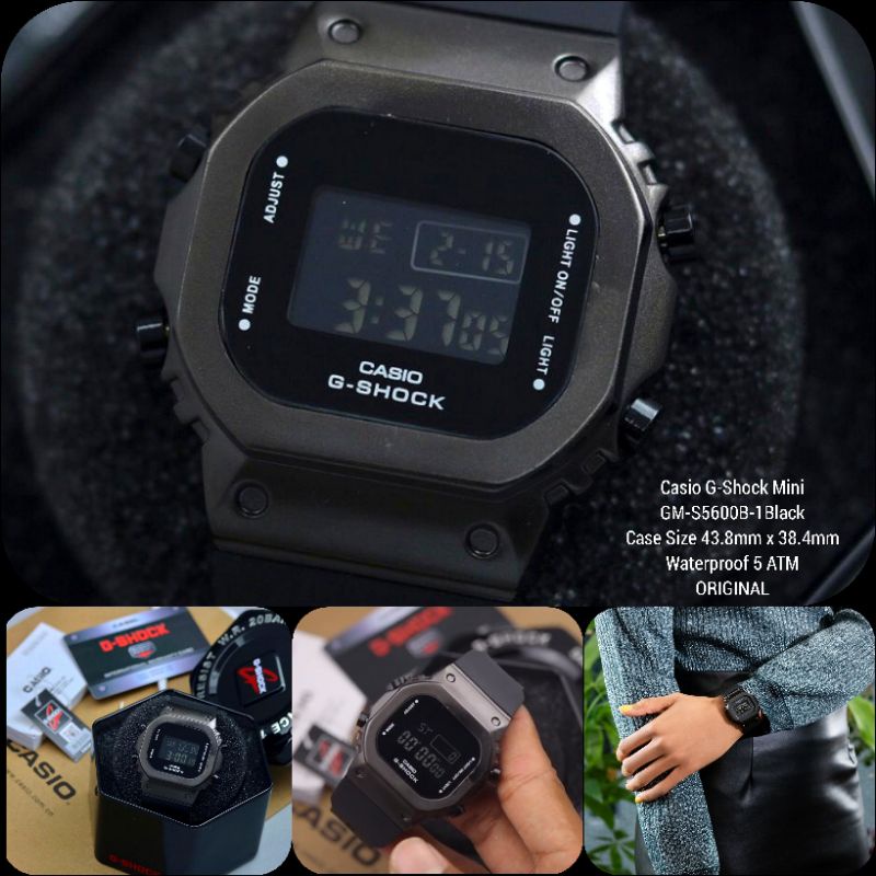 Jam Tangan Digital Pria/Wanita Casio G-Shock Mini GM-S5600B-1 Black Waterproof 5 ATM ORIGINAL