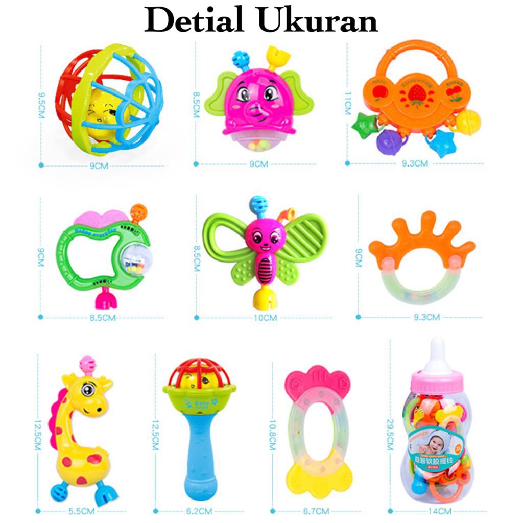 [FUNNY]Mainan Baby Teething / Mainan Edukasi Bayi / Mainan Gigitan Bayi Isi 10 item