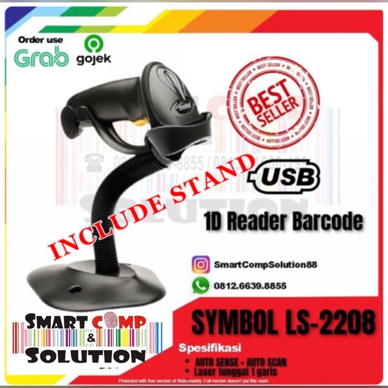 Barcode Scanner Symbol Ls2208 / Ls-2208 / Ls 2208 Motorola Zebra 1D (USB)