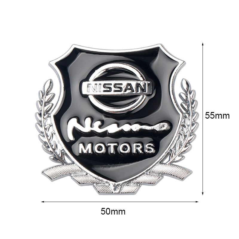 2pcs Stiker Emblem Logo Nissan 3d Bahan Metal Untuk Kaca Jendela Mobil