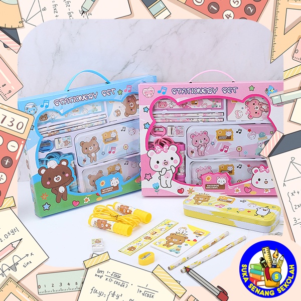 

Stationery Set Isi 8 in 1 Cute Teddy Bear S8016