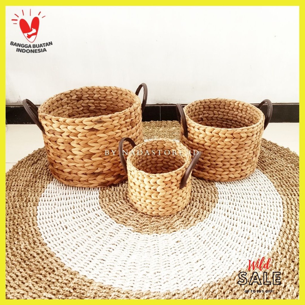 Keranjang anyaman Bulat / Laundry Basket / Storage Box Keranjang Bulat Anyaman Enceng BE01