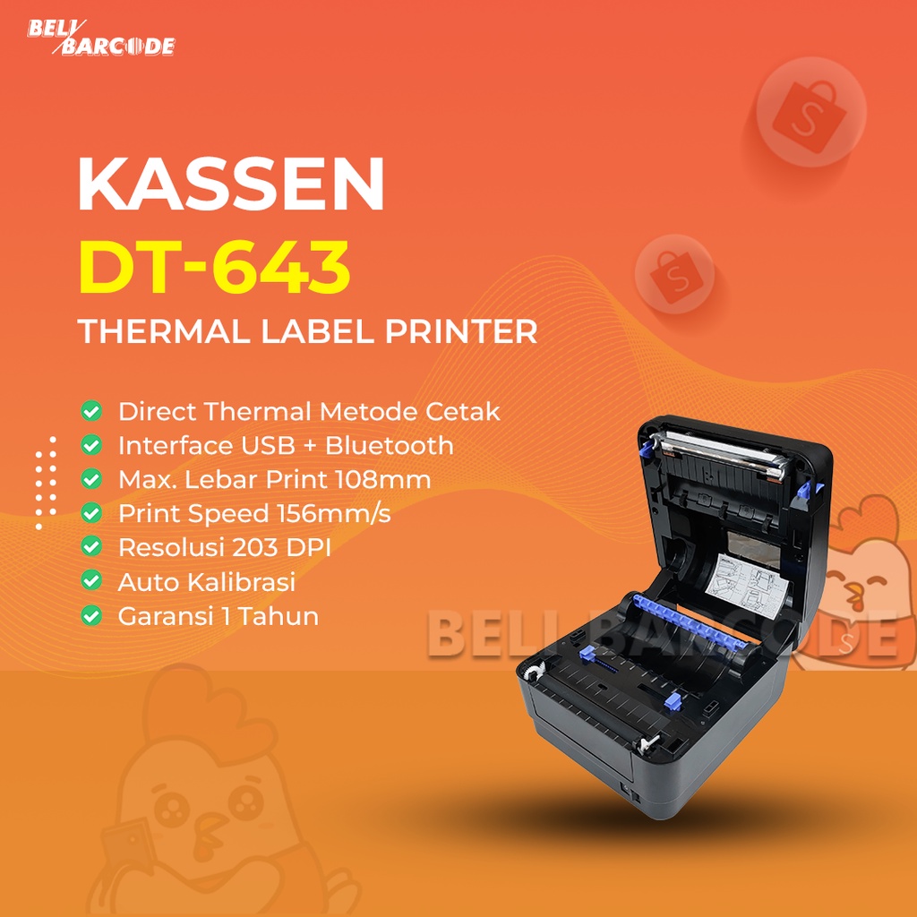 Printer Label Barcode Kassen DT-643 - Cetak Resi Thermal