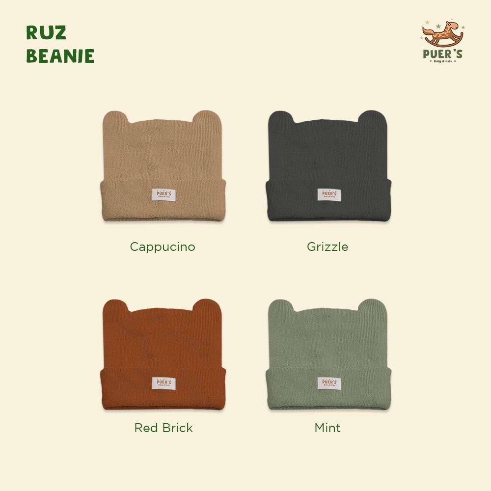 BEANIE BAYI PUER'S RUZ BEANIE ( TOPI BAYI/ TOPI ANAK /BEANIE ANAK/ KUPLUK BAYI)