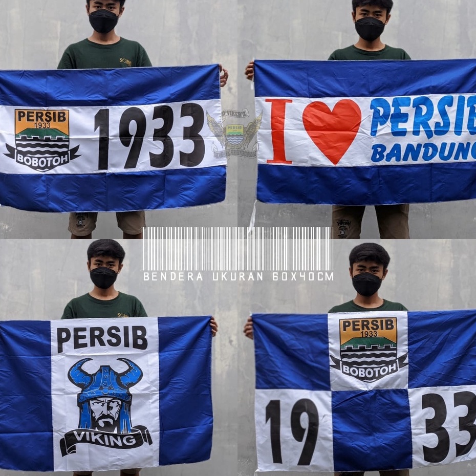 Bendera persib ukuran sedang viking ukuran 100cmx40cm