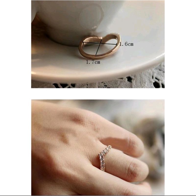 Cincin Wanita Gold Love Diamond warna Emas Bentuk V Xuping Ikatan Cinta