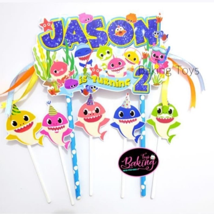 

KUE-PENGHIAS-ALAT- TOPPER CAKE BIRTHDAY BABY SHARK BOY CUSTOM -ALAT-PENGHIAS-KUE.