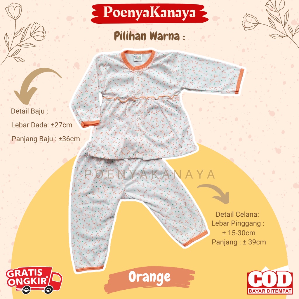 Setelan Baju Bayi Piyama Bayi Panjang Perempuan ANCHOR Syifana Size 6-18 Bulan SPY153