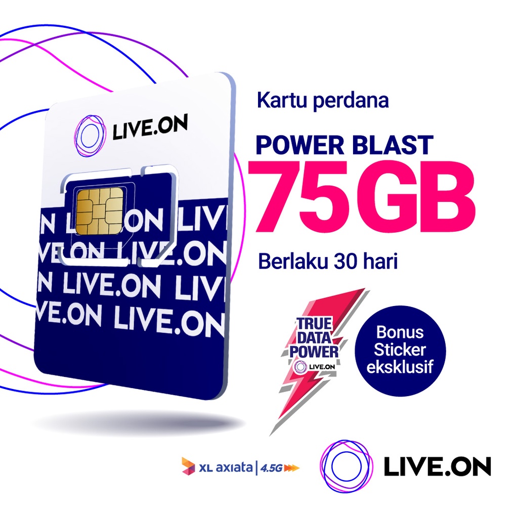 Kartu Perdana Live.On Power Blast 75GB (30 hari) + Sticker G