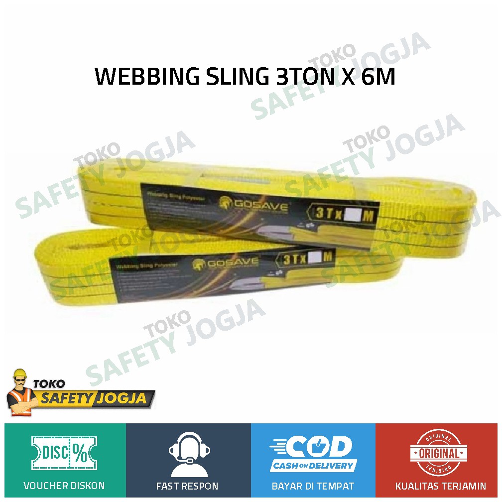 WEBBING SLING POLYESTER TALI PENGANGKAT PENARIK PENGIKAT 3TON X 6M