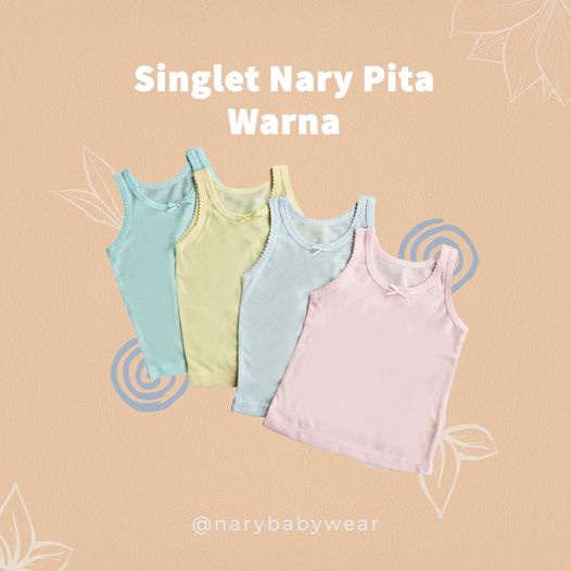 Nary Baby Singlet Polos Pita Warna / Singlet Bayi / Singlet Anak / Dalaman Baju Bayi