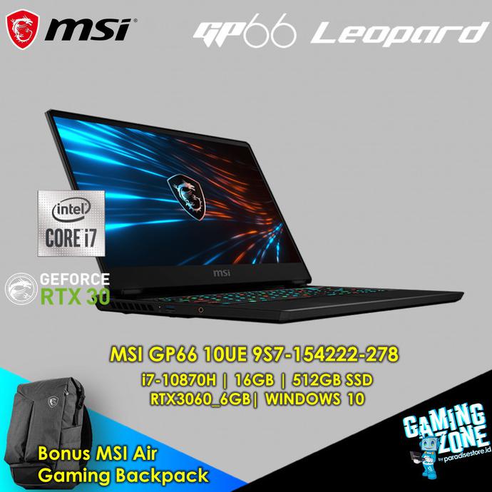 HARGA MURAH LAPTOP MSI GP66-10UE-486 (Ci7-Gen10/512GBSSD/16GB/RTX30606GB/W10H/2Y)