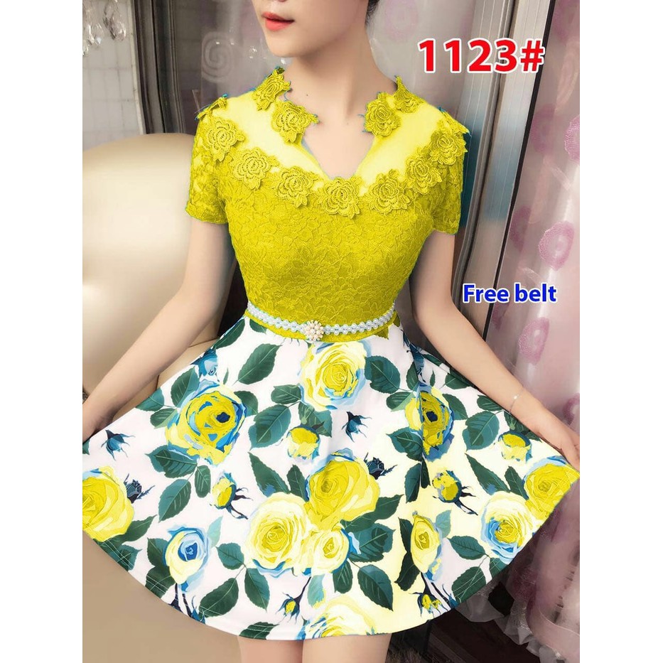 Jual Grosir Dress dress import 1123 kuning Berkualitas