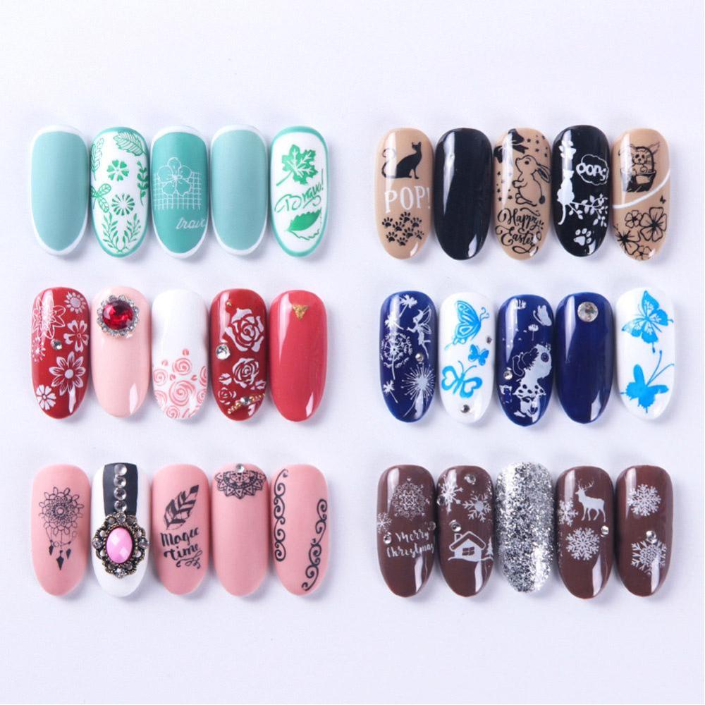 Timekey 1pc Plat Stempel Kuku Motif Bungakupukupugeometri Untuk DIY Nail Artmanicure A1K5