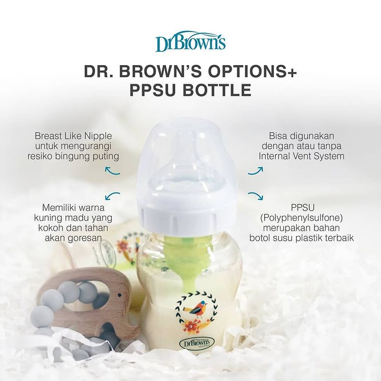 DR BROWNS 9OZ 270ML PPSU WIDE NECK OPTION+ DECO / 91620