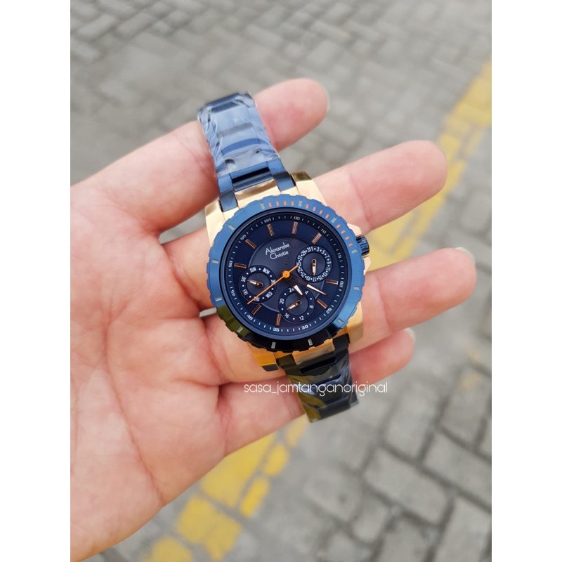 Jam Tangan Alexandre Christie Ac 6141 Biru Rosegold Cewek
