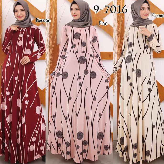 BARANG BAGUS BAJU GAMIS WANITA TERBARU GAMIS JERSEY BUSUI GAMIS UMBRELLA 7016 - 2019