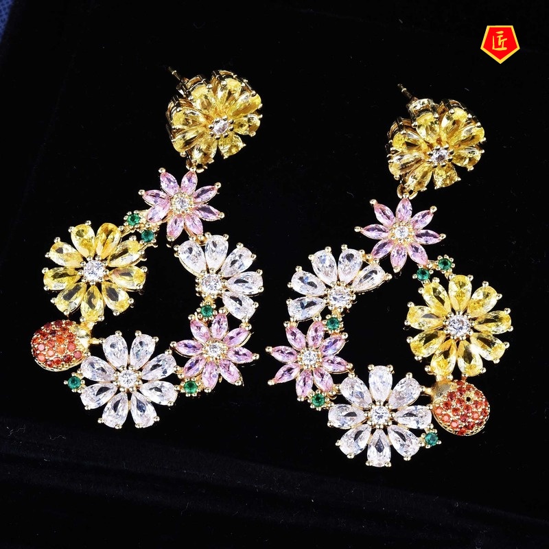 [Ready Stock]Delicate Yellow Flower Earrings for Women Temperament