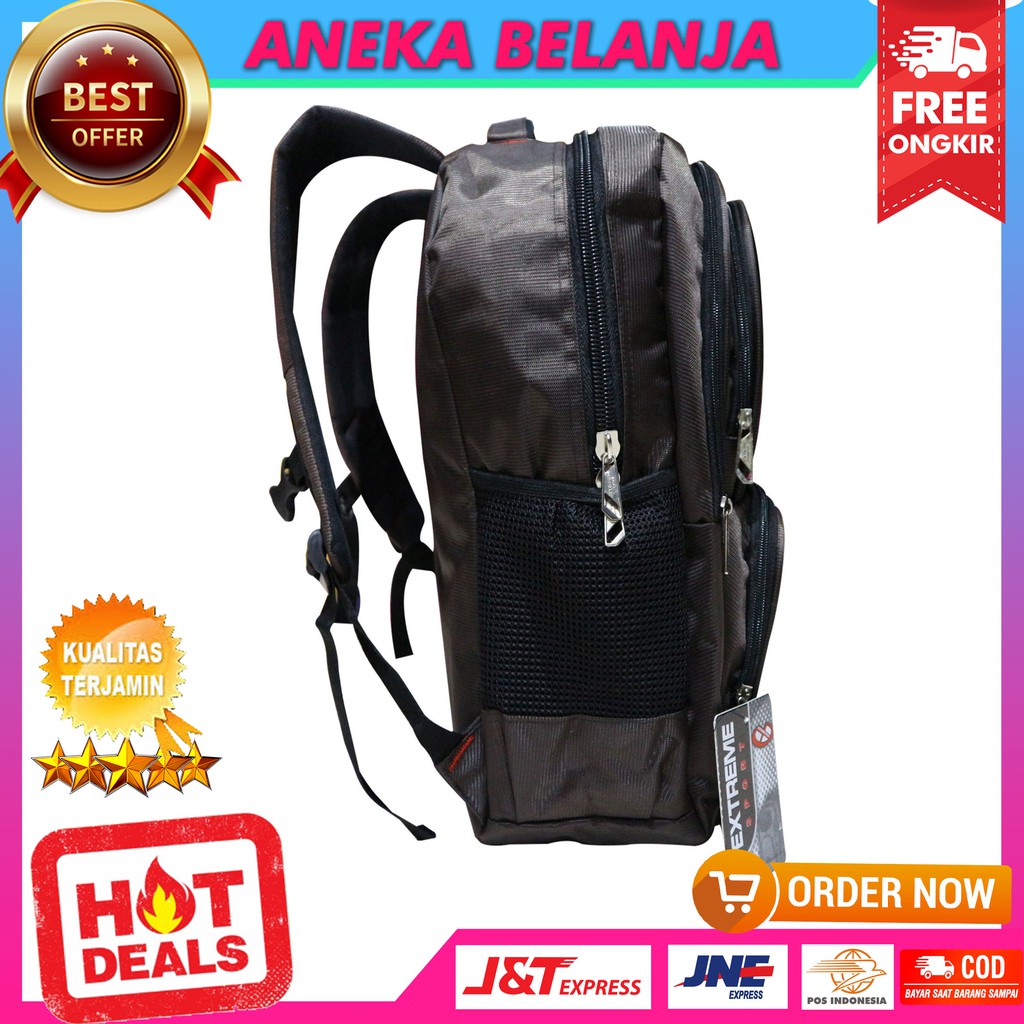 Stock Terbatas Backpack Casual Exteme Coklat Garis Putih Keren Stylish Tas Multifungsi Keren Trendy