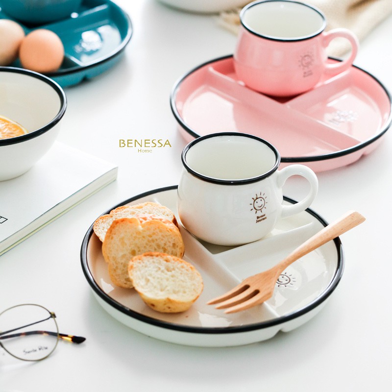 Breakfast Tray Set - Colourful | Piring Makan Mangkuk Set Keramik Lucu Warna Warni Anak Gift Set