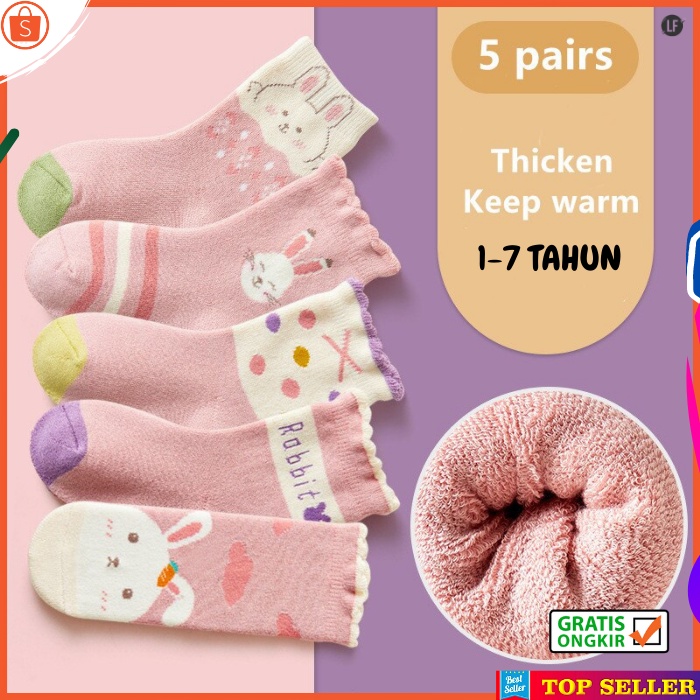 KAOS KAKI ANAK PEREMPUAN KOREA MOTIF KELINCI PINK RABBIT SOCK KIDS SEKOLAH USIA 1-7 TAHUN