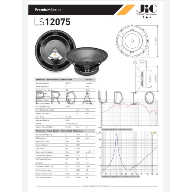 Speaker 12 Inch JIC LS 12075 LS12075 Premium Edition Original