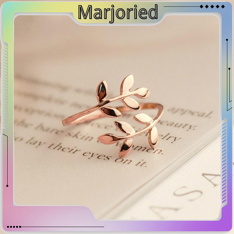 Cincin Charms Olive Tree Branch Leaves Open Ring Wedding Rings Adjustable Jewelry-MJD