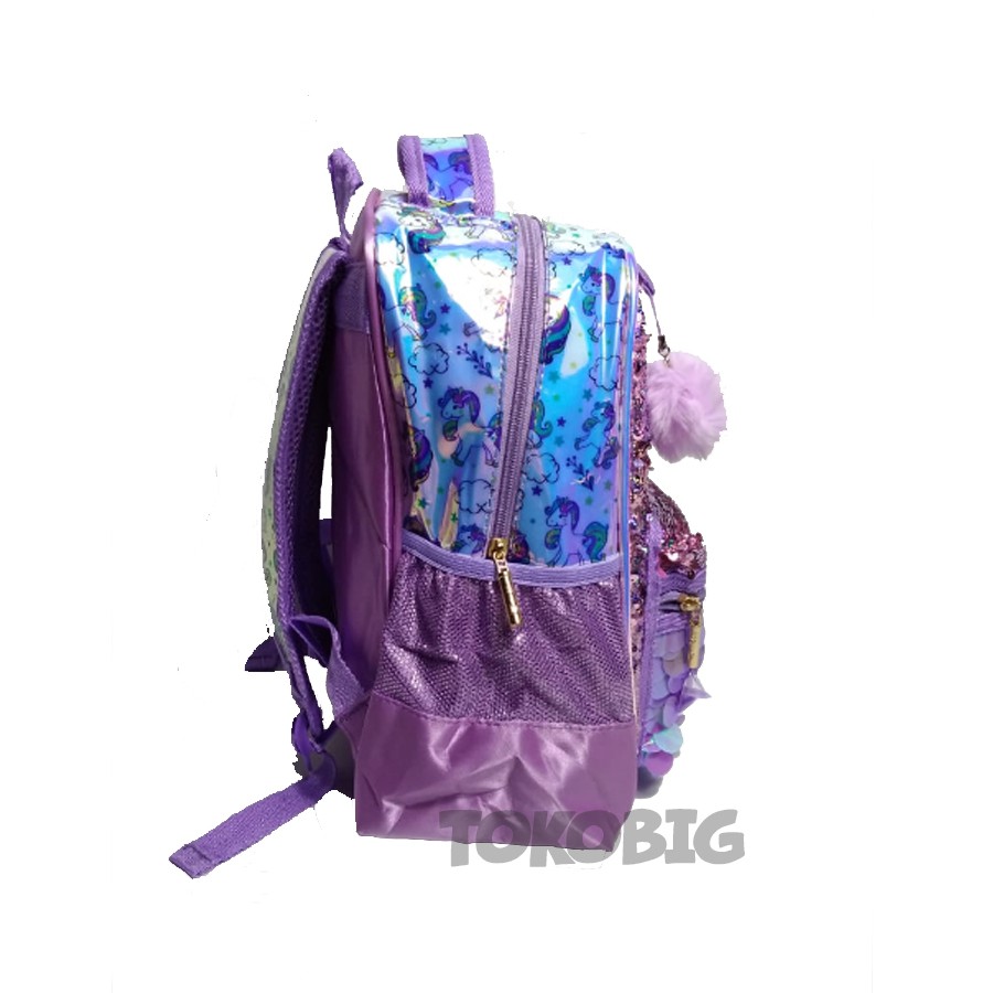 Tas Backpack Sequin &amp; Hologram Tas Sekolah TK Anak Perempuan