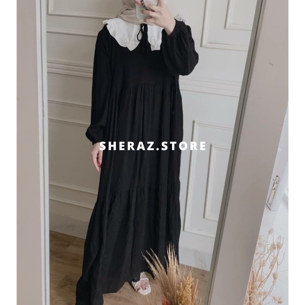 Gamis Hitam Polos Wanita Jumbo Ld 120 130 140 SHARENA MAXI S M L XL XXL 3XL 5L Gamis Dress Rayon Premium Terbaru 2022