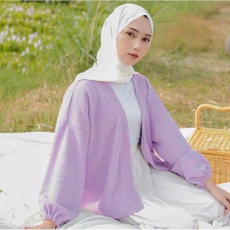 LONA CARDI (Lilac/ Black) OUTER LENGAN BALON OUTFIT SELEBGRAM CARDIGAN WANITA OOTD