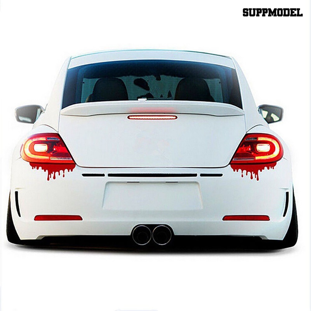 Supmodel 2pcs Stiker Reflektif Motif Darah Merah Untuk Dekorasi Body Bumper Mobil