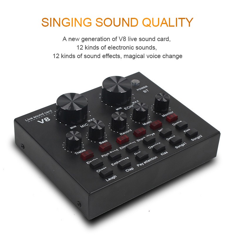 Trend-Soundcard v8 Mixer External Soundcard V8 Audio Microphone Singing Live Sound Card v8