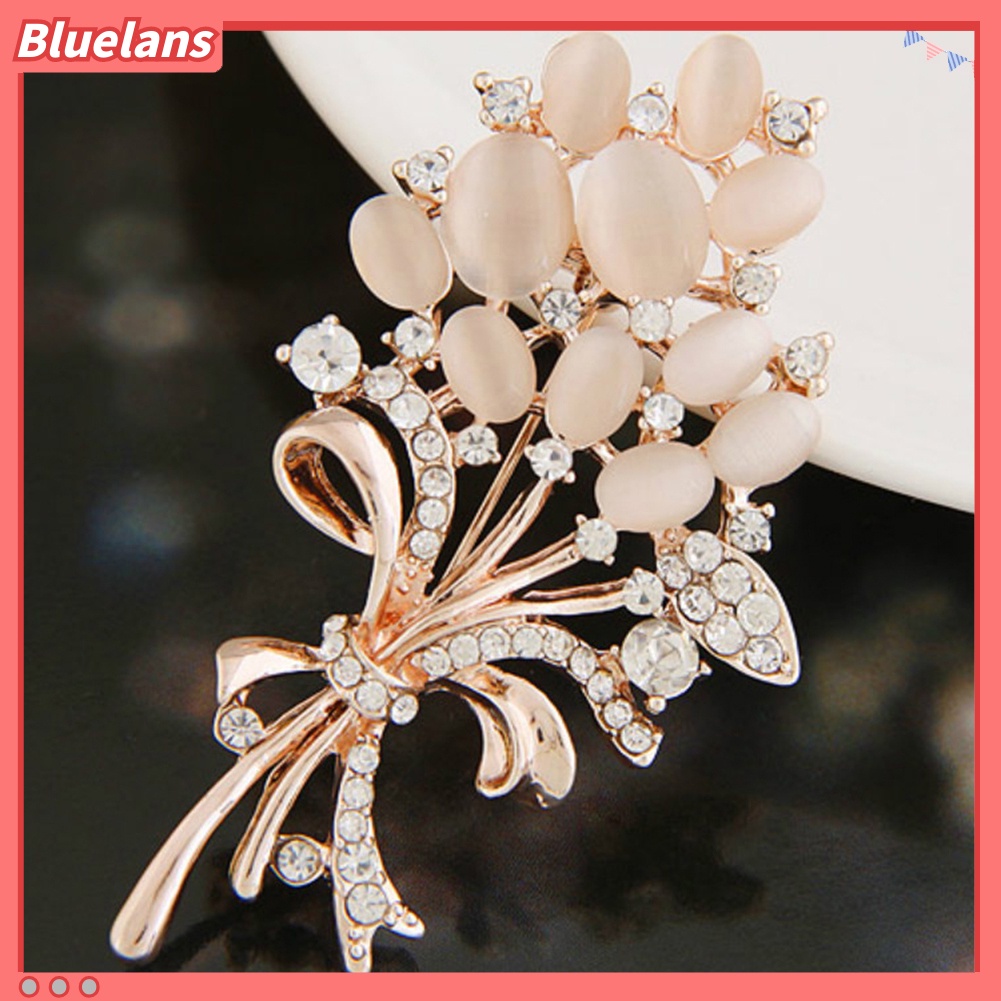 Bluelans Women Vintage Rhinestone Opal Wheat Flower Brooch Pin Dress Scarf Accessory