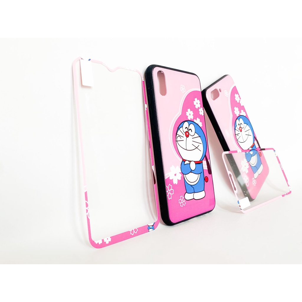 Softcase + Tempered Glass karakter Oppo A1k,Realme C2 A31 A33/A53 A37/Neo 9 A3S/C1 A5S/A7/A12/A11K/2 pro/U1/U2 5/5i/5S/C3 C17/7i C12 C15 Samsung j2 Prime vivo y11/y12/y15/y17 y20/y20i/y20s/y12s y30/y30i/y50 y91/y93/y95 y91C Redmi 3S,4A,5A,8A,9A,9C HCTG 20