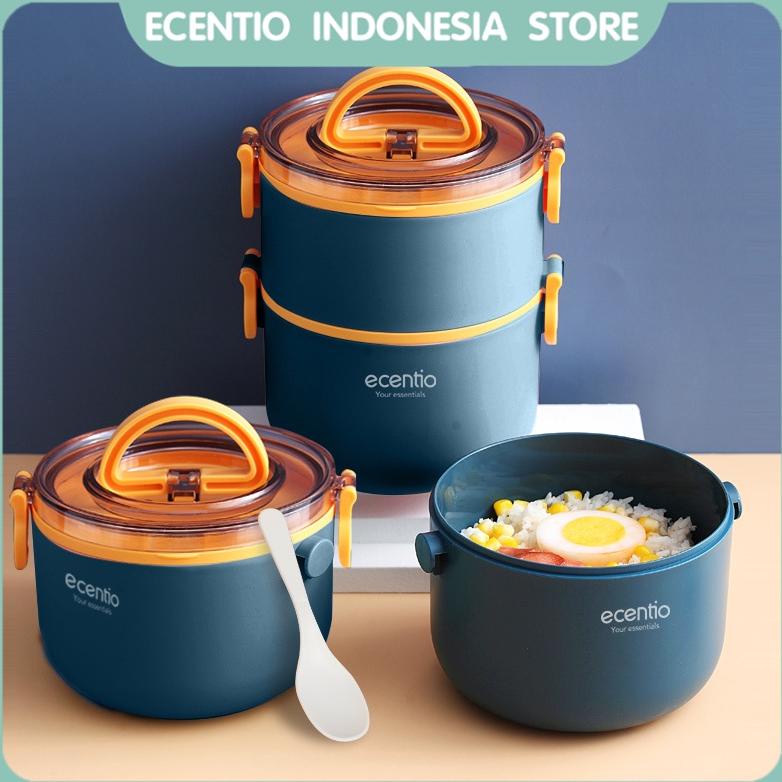 ECENTIO LUNCH BOX SET ANTI TUMPAH TEMPAT MAKAN KOTAK MAKAN PORTABLE TEMPAT MAKANAN RANTANG SUSUN 2 F