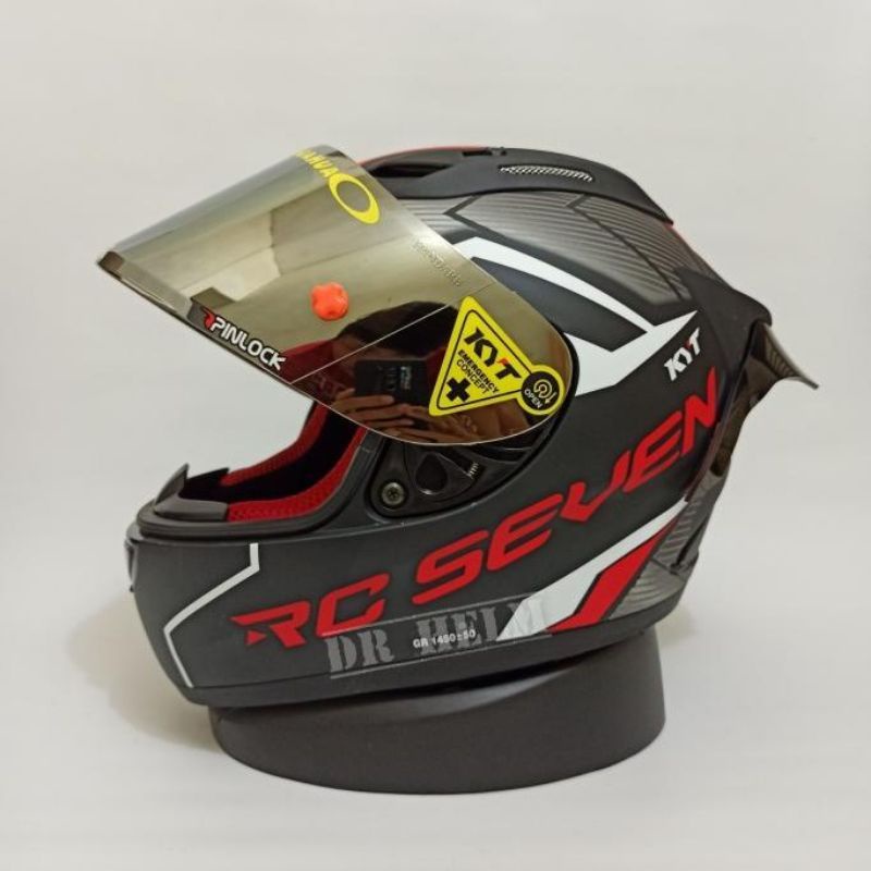 HELM KYT RC SEVEN  SERI 17 BLAK DOF/GOLD  dan MOTIP LAIN PAKET GANTENG-Seri 18 red dof