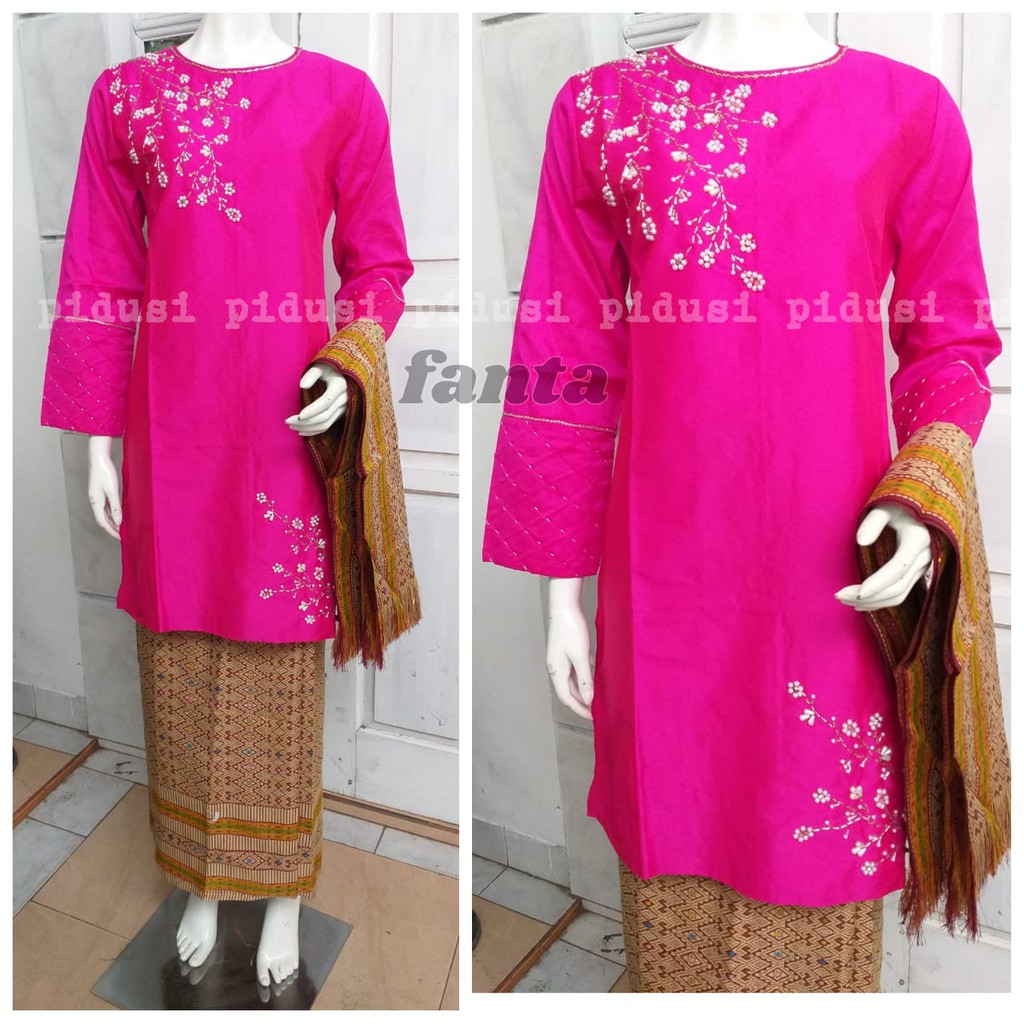 PROMO SET TUNIK TAFFETA PAYET HANDMADE / SET TUNIK TAFFETA DAN ROK SONGKET SELENDANG