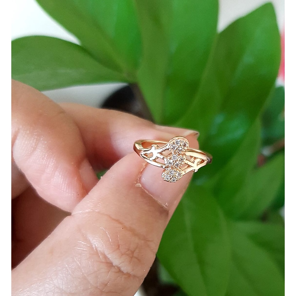 cincin anak perempuan xuping berlapis emas persegi termurah