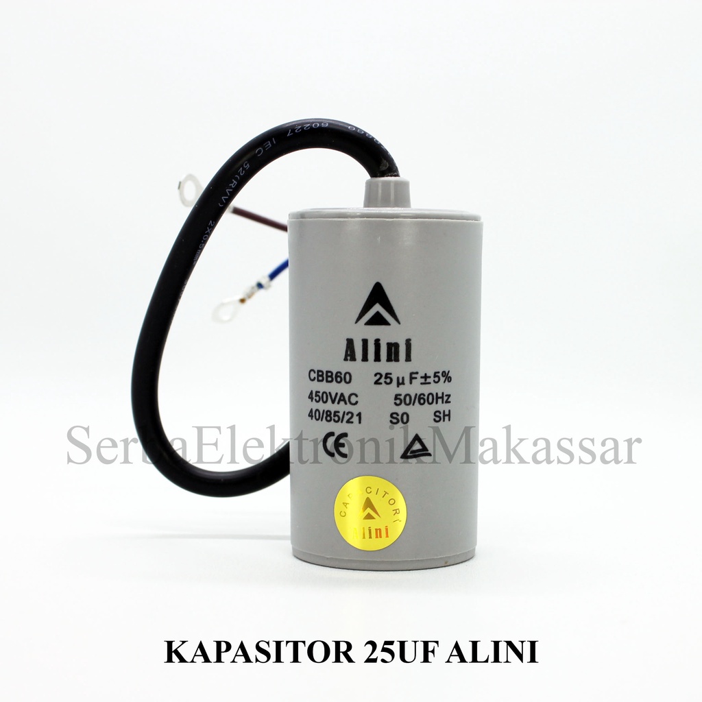 Kapasitor 25uf 450V ALINI Bulat Tabung Kabel