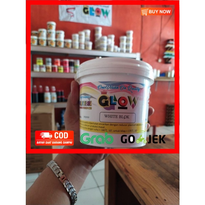 

(BISA COD) Tinta Plastisol BLOK GLOW INK kemasan 1kg - Putih