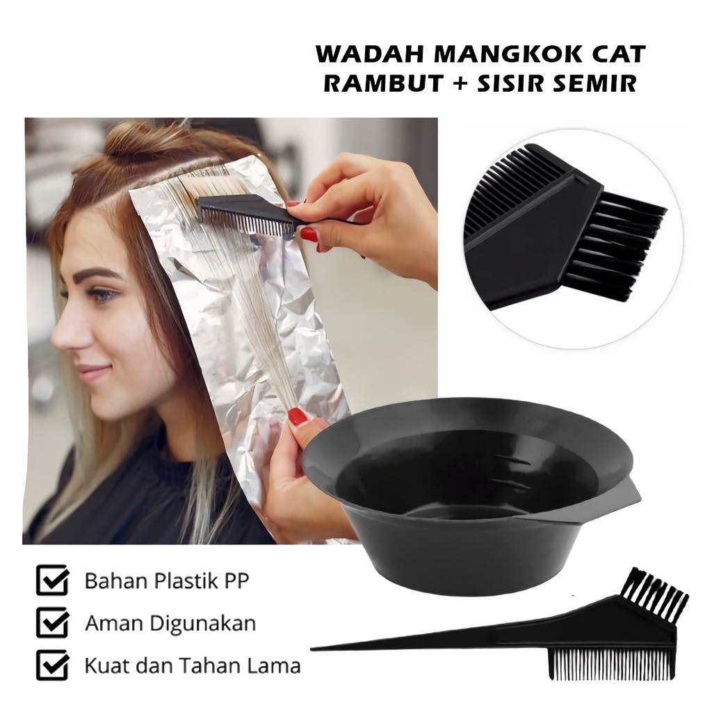 Mangkok Sisir Semir Rambut Set Wadah Peralatan Salon Cat Rambut