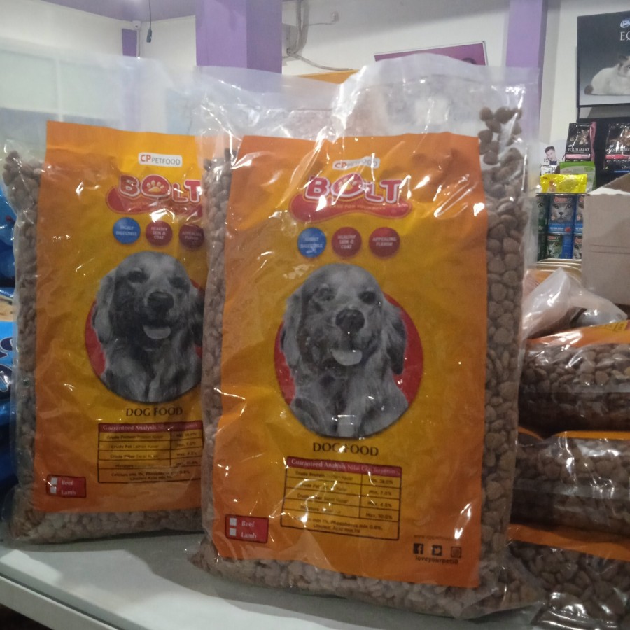 Grab Gojek Only (paket 5kg) makanan anjing bolt dog BEEF - repack 5 kg
